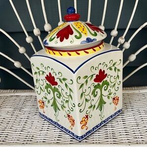 Joyce Shelton Certified International Glazed Ceramic Cannister With Lid